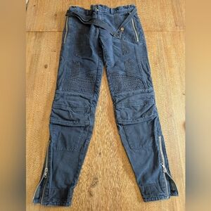 DRIES VAN NOTEN AW14 Cotton Bondage Biker Pants Size 46EU/36US Blue & Black